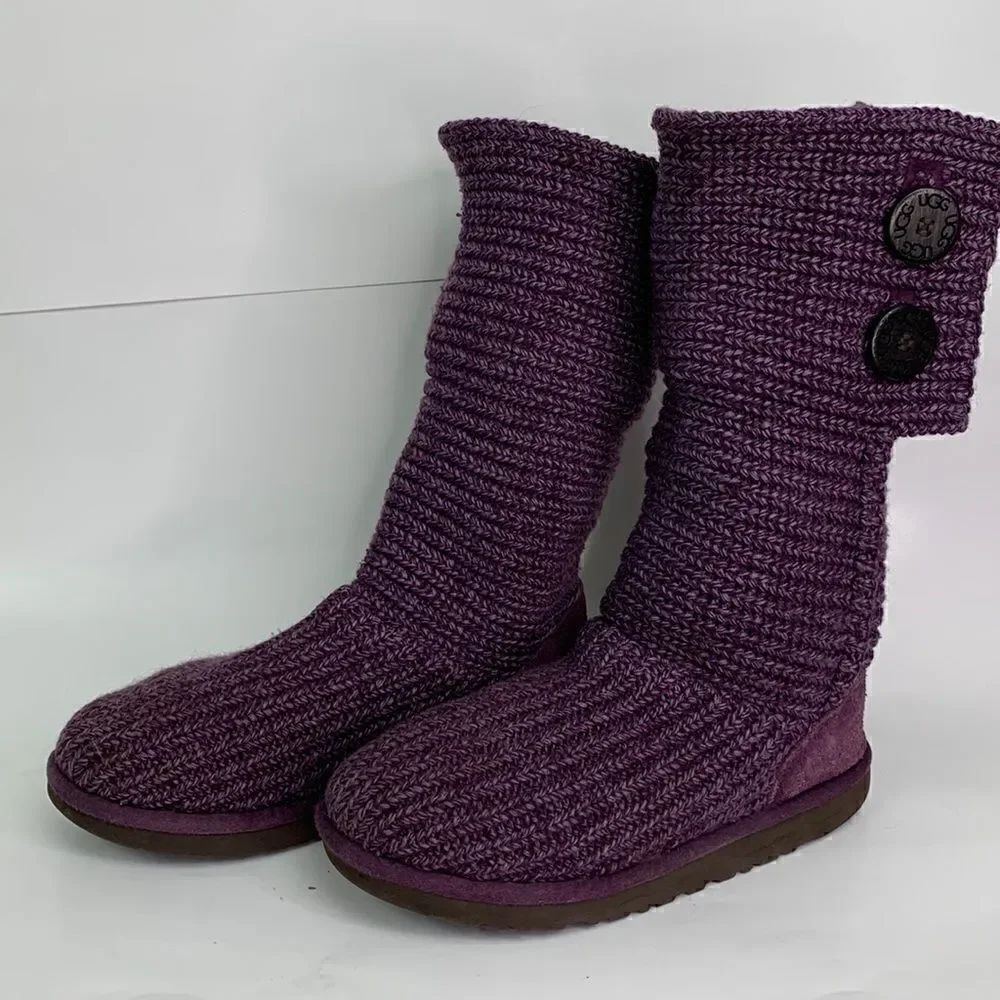 UGG Australia purple Sweater knit button boots size 5